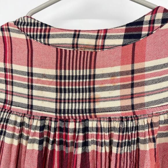 Free People Loralei Plaid Button Down Tunic Shirt Dress Size XS Boho Holiday - Picture 8 of 11